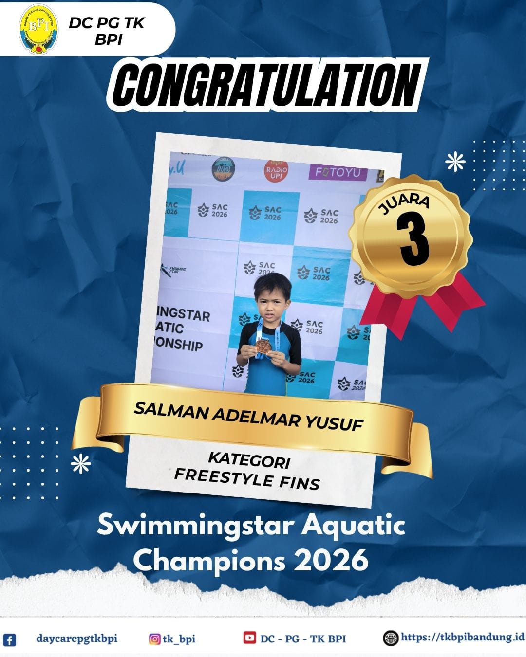 DC-PG-TK BPI Mendapatkan Juara 3 Kategori Free Style Fins