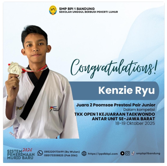 SMP BPI 1 mendapatkan Juara 2 Poomsae Prestasi Pair Junior